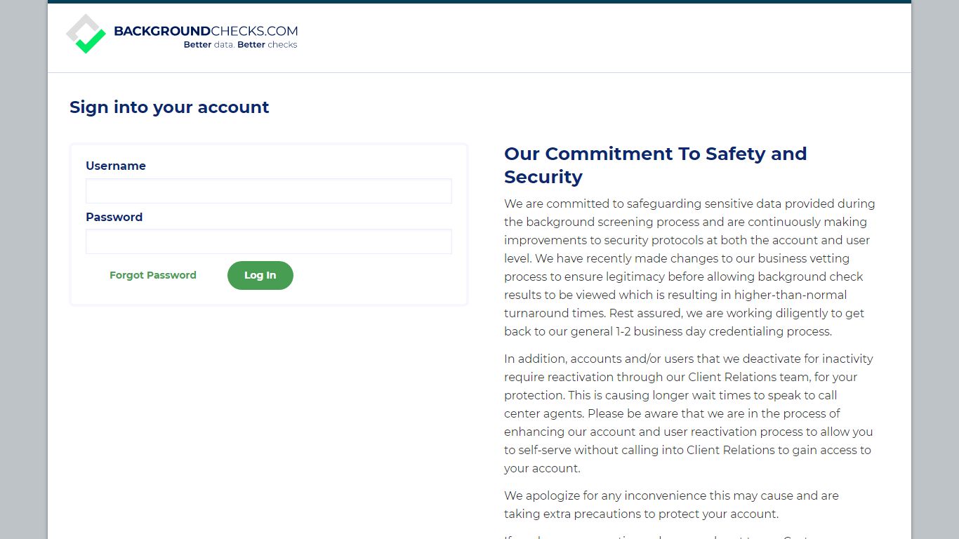 Sign into your account - Background Checks